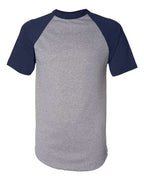 Augusta Sportswear Unisex Raglan Baseball Jersey - Athletic Heather/ Navy