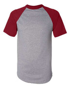 Augusta Sportswear Unisex Raglan Baseball Jersey - Athletic Heather/ Red