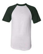 Augusta Sportswear Unisex Raglan Baseball Jersey - White/ Dark Green