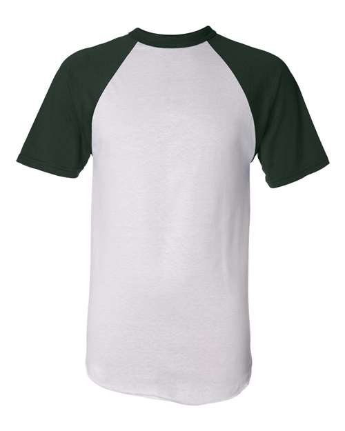 Augusta Sportswear Unisex Raglan Baseball Jersey - White/ Dark Green