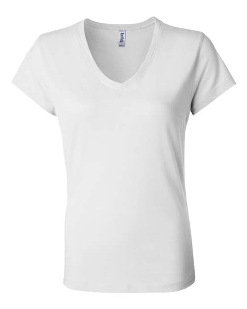 BELLA + CANVAS Women’s Jersey V-Neck Tee - White