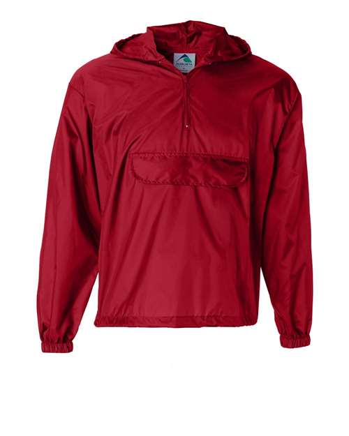 Augusta Sportswear Unisex Packable Half-Zip Hooded Pullover Jacket - Red