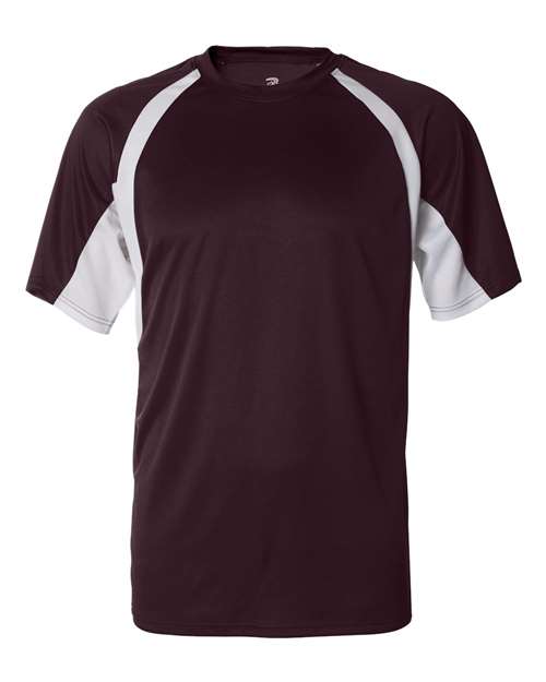 Badger Men's B-Core Hook T-Shirt (Part 1 of 2) - Maroon/ White