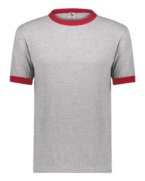 Augusta Sportswear Unisex 50/50 Ringer T-Shirt (Part 1 of 2) - Athletic Heather/ Red