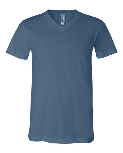 BELLA + CANVAS Unisex Jersey V-Neck Tee (Part 1 of 2) - Steel Blue