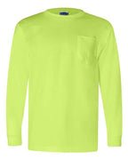 Bayside Unisex Union-Made Long Sleeve Pocket T-Shirt - Lime Green