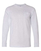 Bayside Unisex USA-Made Long Sleeve Pocket T-Shirt (Part 1 of 2) - Ash