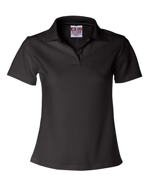 Bayside Women's USA-Made V-Neck Polo - Black