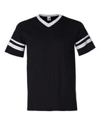 Augusta Sportswear V-Neck Jersey with Striped Sleeves (Part 1 of 2) - Black/ White