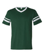 Augusta Sportswear V-Neck Jersey with Striped Sleeves (Part 1 of 2) - Dark Green/ White