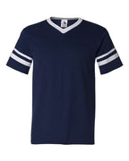 Augusta Sportswear V-Neck Jersey with Striped Sleeves (Part 1 of 2) - Navy/ White