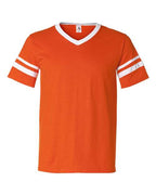 Augusta Sportswear V-Neck Jersey with Striped Sleeves (Part 2 of 2) - Orange/ White