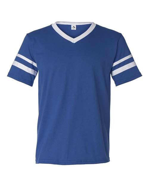Augusta Sportswear V-Neck Jersey with Striped Sleeves (Part 2 of 2) - Royal/ White