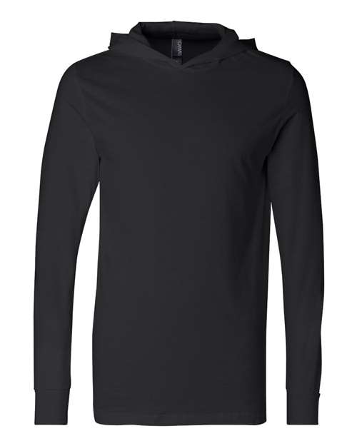 BELLA + CANVAS Unisex Jersey Hooded Long Sleeve Tee - Black