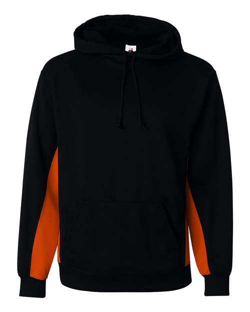 Badger Men's Performance Fleece Hooded Sweatshirt (Part 1 of 2) - Black/ Burnt Orange