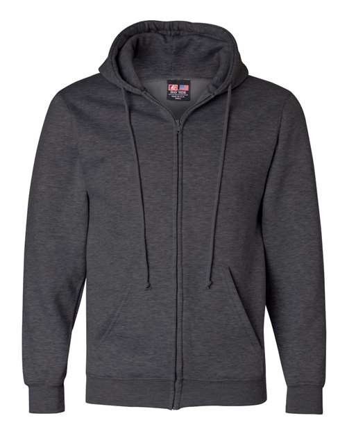 Bayside Unisex USA-Made Full-Zip Hooded Sweatshirt - Charcoal Heather