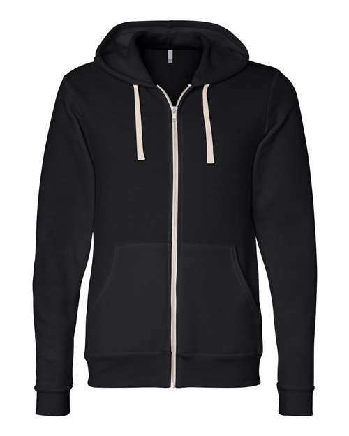 BELLA + CANVAS Unisex Triblend Sponge Fleece Full-Zip Hoodie Sweatshirt - Solid Black Triblend