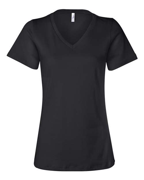 BELLA + CANVAS Women’s Relaxed Jersey V-Neck Tee - Black