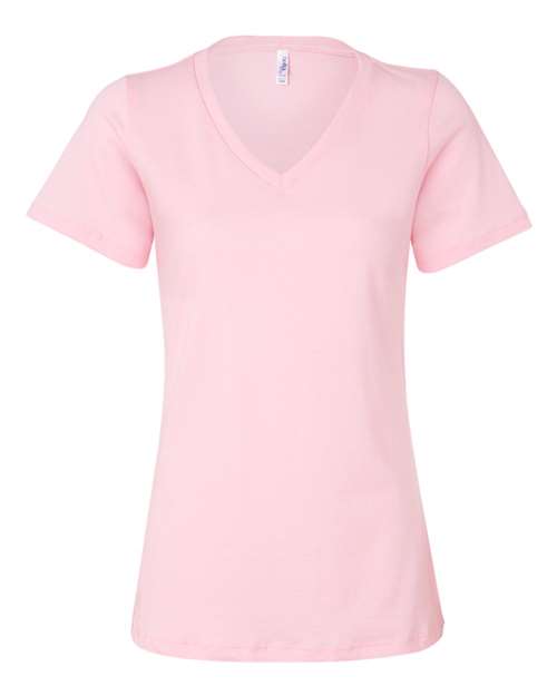 BELLA + CANVAS Women’s Relaxed Jersey V-Neck Tee - Pink