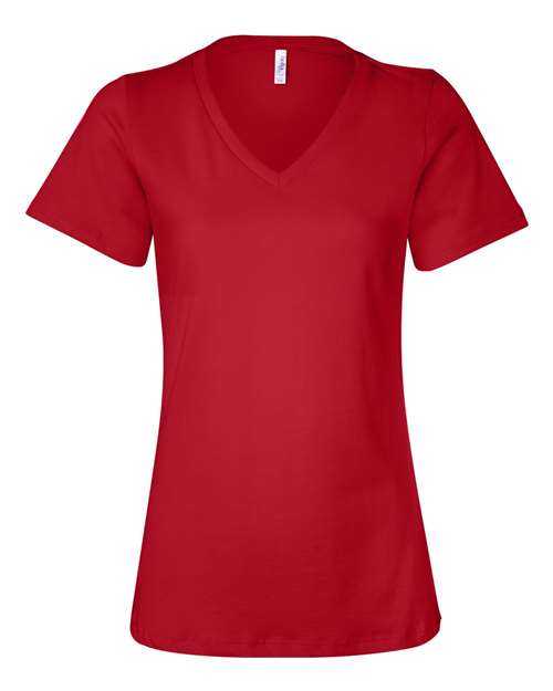 BELLA + CANVAS Women’s Relaxed Jersey V-Neck Tee - Red