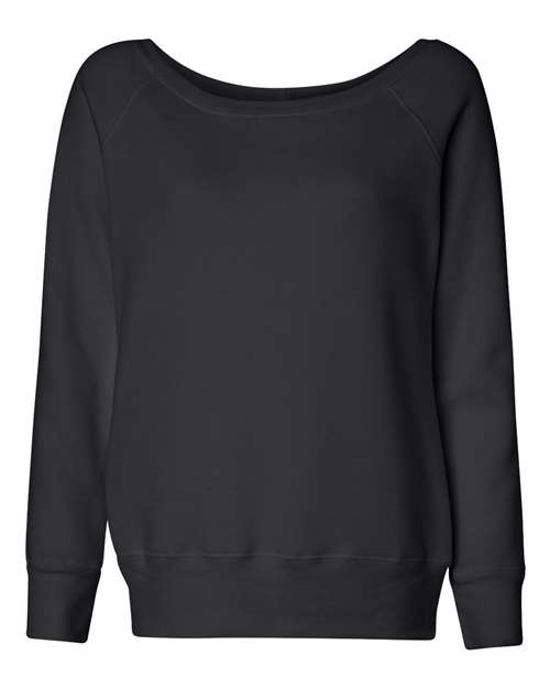 BELLA + CANVAS Women’s Sponge Fleece Wide Neck Sweatshirt - Solid Black Triblend