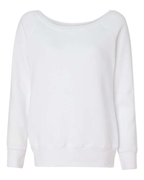 BELLA + CANVAS Women’s Sponge Fleece Wide Neck Sweatshirt - Solid White Triblend