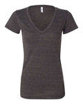 BELLA + CANVAS Women’s Triblend Deep V-Neck Tee - Charcoal Black Triblend
