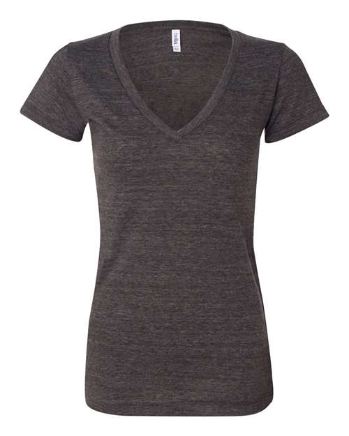 BELLA + CANVAS Women’s Triblend Deep V-Neck Tee - Charcoal Black Triblend