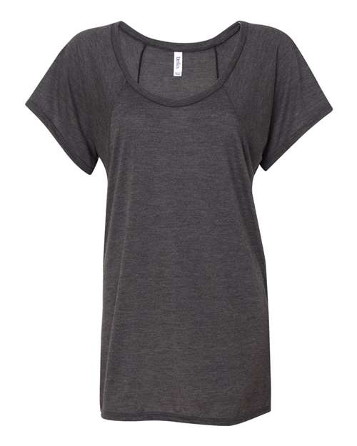 BELLA + CANVAS Women’s Flowy Raglan Tee - Dark Grey Heather