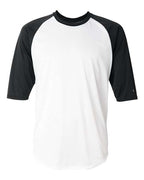 Badger Men's B-Core Three-Quarter Sleeve Baseball T-Shirt - White/ Black