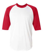 Badger Men's B-Core Three-Quarter Sleeve Baseball T-Shirt - White/ Red