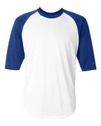 Badger Men's B-Core Three-Quarter Sleeve Baseball T-Shirt - White/ Royal