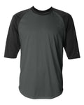 Badger Men's B-Core Three-Quarter Sleeve Baseball T-Shirt - Graphite/ Black