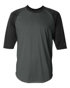 Badger Men's B-Core Three-Quarter Sleeve Baseball T-Shirt - Graphite/ Black