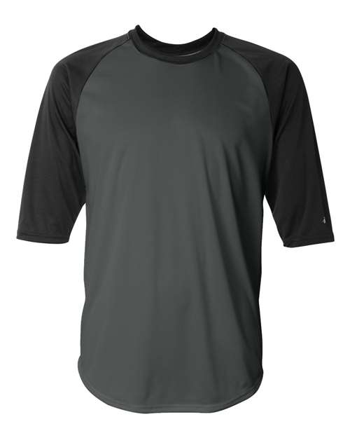 Badger Men's B-Core Three-Quarter Sleeve Baseball T-Shirt - Graphite/ Black