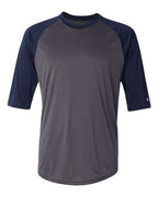 Badger Men's B-Core Three-Quarter Sleeve Baseball T-Shirt - Graphite/ Navy
