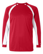 Badger Men's B-Core Hook Long Sleeve T-Shirt - Red/ White