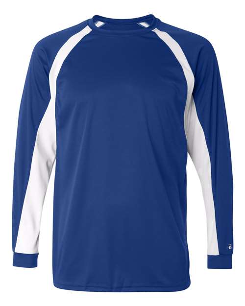 Badger Men's B-Core Hook Long Sleeve T-Shirt - Royal/ White