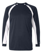 Badger Men's B-Core Hook Long Sleeve T-Shirt - Navy/ White