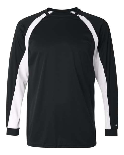 Badger Men's B-Core Hook Long Sleeve T-Shirt - Black/ White