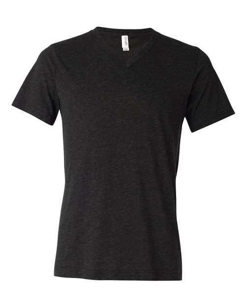 BELLA + CANVAS Unisex Triblend V-Neck Tee - Charcoal Black Triblend