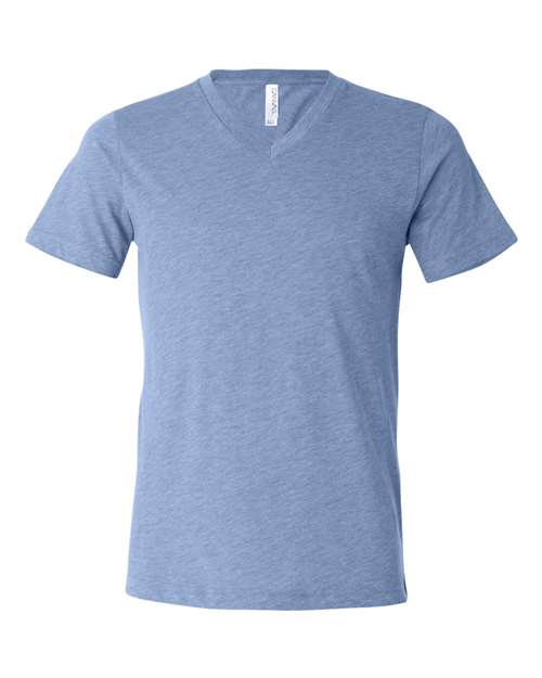 BELLA + CANVAS Unisex Triblend V-Neck Tee - Blue Triblend