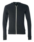 BELLA + CANVAS Unisex Triblend Lightweight Full-Zip Hooded Long Sleeve Tee - Charcoal Black Triblend