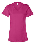 BELLA + CANVAS Women’s Relaxed Jersey V-Neck Tee - Berry