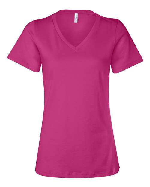 BELLA + CANVAS Women’s Relaxed Jersey V-Neck Tee - Berry