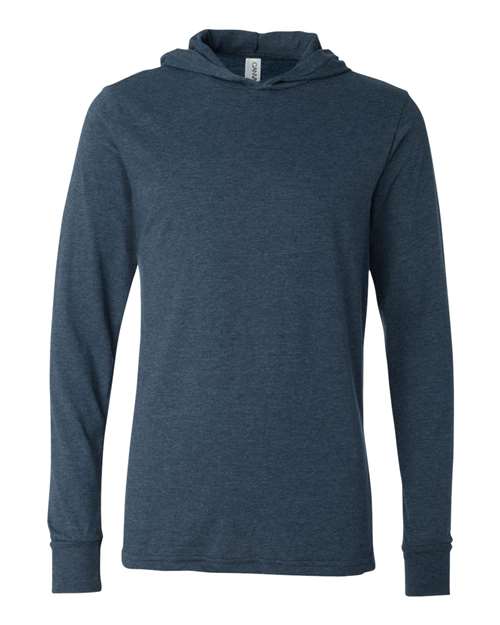 BELLA + CANVAS Unisex Jersey Hooded Long Sleeve Tee - Heather Navy
