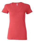 BELLA + CANVAS Women’s Triblend Deep V-Neck Tee - Red Triblend