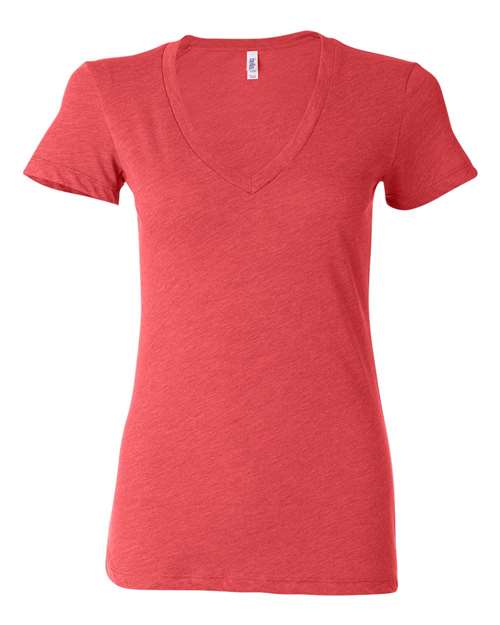 BELLA + CANVAS Women’s Triblend Deep V-Neck Tee - Red Triblend