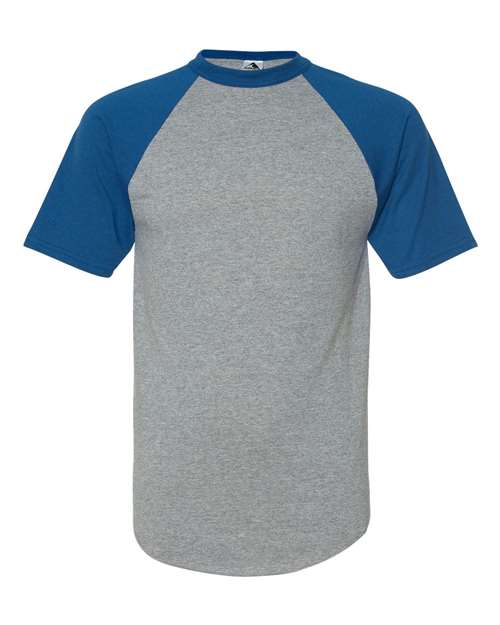 Augusta Sportswear Unisex Raglan Baseball Jersey - Athletic Heather/ Royal