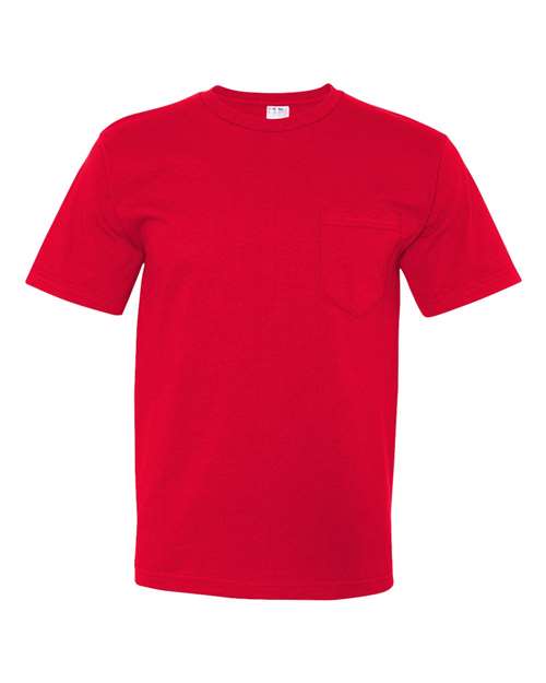 Bayside Unisex USA-Made Midweight Pocket T-Shirt - Red